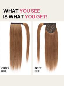 Pony Tails Real Hair Extension Medium Auburn Straight Ponytail Extension Human Hair Invisible Wrap Around Ponytail Human Hair For Women Daily Work - S30 - View 2