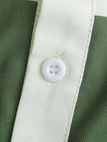 ROMWE MEN Prep Men's Street Cross Print Polo Shirt, Suitable For Spring And Summer - Green - View 6