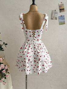 Soleia Váy mini công chúa dáng chữ A buộc dây ngọt ngào dễ thương mới cho kỳ nghỉ, phong cách Bohemian, Boho, hoa lãng mạn, đi chơi, tiệc, hẹn hò, Valentine, Phục sinh, Carnival, trà chiều, bãi biển, du thuyền, dạo phố thành phố - Nhiều màu - Xem 2