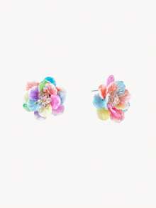 Opalesca 1 Pair Minimalist Cute Acrylic Floral Earrings For Women (Random Petal Color) - Multicolor - View 5