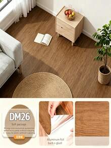 10packs Self Adhesive Wood Grain Floor Stickers Waterproof Removable Durable PVC Vinyl Planks Easy Install For Living Room Bedroom Kitchen Bathroom Home Renovation DIY Decor Underlayment - multicolor - View 5