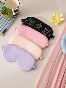 SHEIN 1 pièce Masque pour les yeux de couleur unie, Masque pour les yeux en diamant chaud, Masque pour les yeux en soie respirant et ombrant pour le sommeil avec élastique large, Masque pour les yeux aidant à dormir sans pression - Multicolore - Voir 1