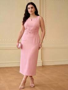ZEYLAH Elegant Fitted Dress, Sleeveless, Spring/Summer - Pink - View 3