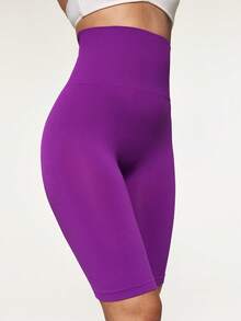 SHAPORA Bragas moldeadoras sin costuras de cintura alta en unicolor - Morado - Ver 5