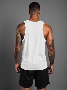 Gym Rark 3pcs Men Solid Color Round Neck Casual Sport Tank Tops Workout Basic Basketball Jersey Clothes Running Breathable, Gym - White - View 2