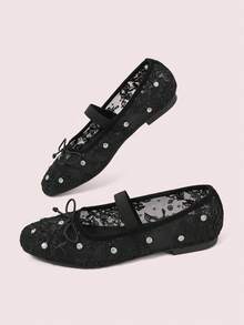 CUCCOO DOLLMOD Women'S Fashionable Black Mesh Flat Shoes For Summer Spring Shoes Spring Break Easter For Christmas Spring Shoes - Black 2 - View 6