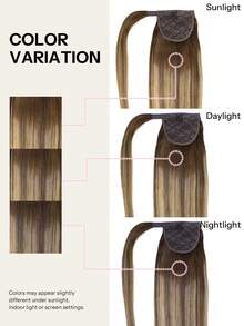 Pony Tails Real Hair Extension Straight Ponytail Extension Human Hair Ombre Medium Brown To Strawberry Blonde Mix Medium Brown Hair Extensions Invisible Wrap Around Ponytail Human Hair For Women Daily Work - STP4/27/4 - View 10