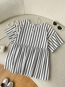 SHEIN EZwear 女款休閒圓領短袖上衣、女款條紋襯衫、女款夏季服飾 - 彩色 - 查看 7