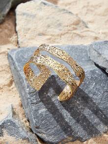 Opalesca Minimalist Metal Open Bangle Bracelet, Suitable For Women And Girls Party Wear - Yellow Gold - View 4