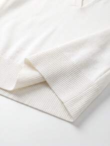 SHEIN 新款夏季溫柔韓系休閒通勤百搭女款針織POLO領上衣 - 白色 - 查看 8