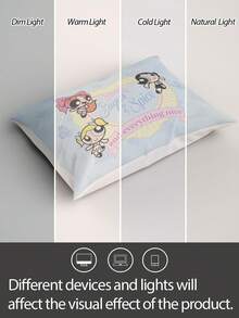 THE POWERPUFF GIRLS X Joivida 1件枕套 – 信封式封口柔軟透氣床枕套，簡約宿舍與臥室裝飾，可機洗 - 彩色 - 查看 4