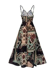 Ellevyn Vestido Maxi Elegante de Estilo Bohemio con Tirantes Finos y Cintura Definida para Mujer, Ideal para Vacaciones - Verde Oscuro - Ver 2