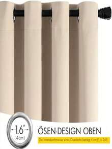 1 Piece Blackout Curtain With Eyelet, Soft And Graceful Blackout Curtain For Living Room, Beige - Beige - View 4