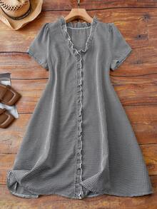 Linhara Women's Plus Size V-Neck Knee-Length Dress, Casual/Vacation/Beach Dress, Summer Dress - Black - View 3