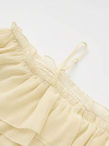 Modelyn Plus Size Summer Casual Elegant Solid Color Off-Shoulder Ruffle Strap Blouse Party Wedding Guest White - Apricot - View 6