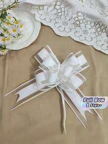 10 PCS Sheer Tulle Pull Bow Ribbon Gift Wrapping Wedding Party Decorations For Bridal Shower Birthday Holiday Car Decor Hot Selling - White - View 1