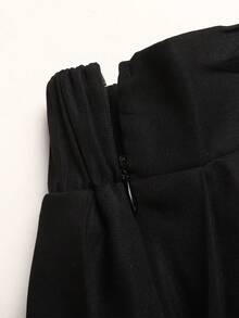 SHEIN Tween女孩 春夏返校季 梭織黑色蝴蝶結休閒百褶裙 - 黑色 - 查看 5