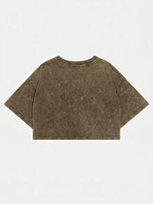 Comfortcana 100% Cotton Washed Basic Short Sleeve T-Shirt, Rust Brown,Summer Top - Rust Brown - View 10