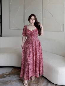 Sunnyshic 大尺碼女款休閒度假碎花短袖夏季洋裝 - 彩色 - 查看 6