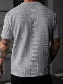 EGENSIO Men's Crew Neck Regular Shoulder Short Sleeve Summer Casual T-Shirt - Light Grey - View 2