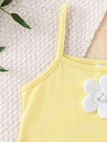 Emery Rose Kids Emery Rose Kids 年轻女孩/年轻女孩优雅印花露背修身度假连衣裙，吊带蝴蝶结喇叭裙摆设计，休闲日常街头服饰 - 黃色 - 查看 7