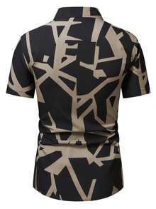 Manfinity Homme Men's Contrast Color Print Short Sleeve Shirt For Summer - Multicolor - View 2