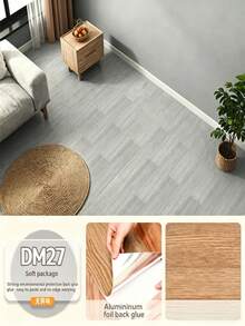 10packs Self Adhesive Wood Grain Floor Stickers Waterproof Removable Durable PVC Vinyl Planks Easy Install For Living Room Bedroom Kitchen Bathroom Home Renovation DIY Decor Underlayment - multicolor - View 6
