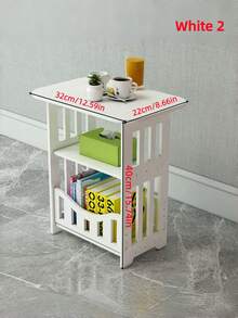 1PC Wooden Double Layer Space Saving Minimalist Nordic Style White Mini Square Coffee Table Nightstand Side Table For Small Apartment Living Room Bedroom Home Furniture - Multicolor - View 9