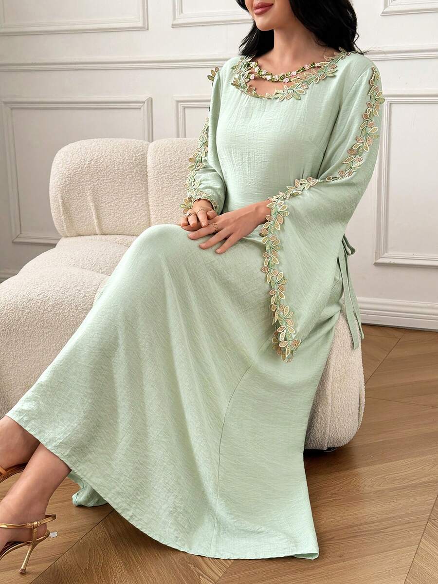 Yasmyna 女款刺繡貼花阿拉伯式洋裝 - 綠色 - 查看 1