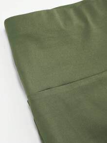 SHEIN LUNE Plus Size High Waist Fold-Over Cargo Running Shorts With Pockets, Tummy Control & Butt Lifting - Green - View 6