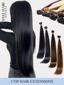 I-Tip Hair Extensions Real Human Hair 50Pcs,  Cold Fusion Microlink Extensions For Women,Nature Color Pre-Bonded Invisible Hairpiece For Instant Volume & Length On Thin Hair,Long-Lasting Secure Reusable Perfect Mother's Day Beauty Gift Idea - Multicolor - View 1