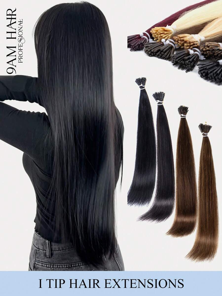 I-Tip Hair Extensions Real Human Hair 50Pcs, Cold Fusion Microlink Extensions For Women,Nature Color Pre-Bonded Invisible Hairpiece For Instant Volume & Length On Thin Hair,Long-Lasting Secure Reusable Perfect Mother's Day Beauty Gift Idea - Multicolor - View 1