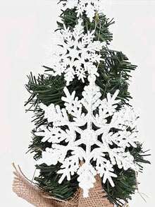 36 PCS White Glitter Snowflake Ornaments Christmas Tree Decorations Hanging Party Supplies Winter Wonderland Theme Holiday Decorations Sparkling Plastic Snowflakes For Xmas New Year Wedding Home Decor Festival Background Party Favor Decorative - multicolor - View 6