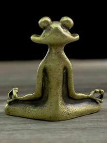 1PC Metal Kung Fu Frog Incense Holder Zen Meditation Frog Statue With Lotus Leaf Base Censer Stand For Yoga Relaxation Bedroom Desktop Ornament Home Decor Accent Miniature Figurine Set - Kung Fu Frog - View 6