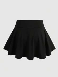 SHEIN Girlism 青少年女孩T恤針織黑色緊身褲休閒裙 - 黑色 - 查看 2