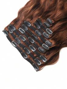Ekstensi Rambut Manusia Jepit Gelombang Alami Cokelat Cokelat Muda Gelombang Longgar Lentur Jepit Ekstensi Rambut Manusia Remy Brasil 10 Pcs 160g/Set - S4 - View 7