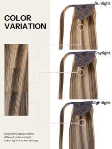 Pony Tails Real Hair Extension Ponytail Extension Human Hair Medium Brown Highlighted Strawberry Blonde Hair Extensions Invisible Wrap Around Ponytail Human Hair For Women Daily Work - SP4/27 - View 10