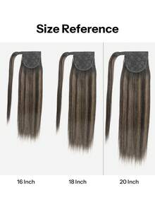 Pony Tails Real Hair Extension Straight Ponytail Extension Human Hair Ombre Nature Black To Chestnut Brown Mix Nature Black Hair Extensions Invisible Wrap Around Ponytail Human Hair For Women Daily Work - STP1B/6/1B - View 6