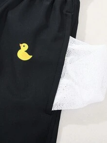 VIVINTIMO Quần đi biển nam phong cách casual đi du lịch, họa tiết vịt, có dây rút - màu đen - Xem 5