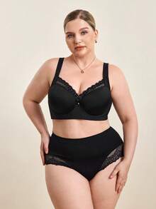 Hourtrue MIMILEMON Plus Size Seamless Smooth Black Bra For Women, With Underwire, Wide Straps, Comfortable Lift And Shaping, Effective Abdomen And Buttocks Lift - Black - View 9