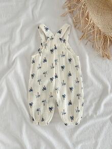 Loomiva Newborn Baby Coconut Tree Print Casual Versatile Daily Outing Jumpsuit - Apricot - View 2