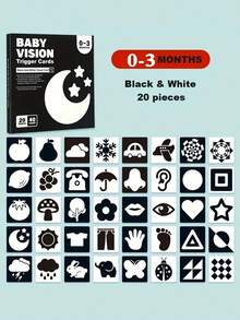 MINKOJA 1 Pack High Contrast Baby Flash Cards, Newborn Brain Development Toys, Visual Stimulation Learning Activity Cards, 20 Cards 40 Pages Baby Educational Gift , Stationery Supplies - color - View 8