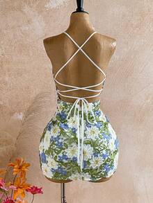Soleia Vestido mini elegante y de moda para citas y fiestas con bordado floral para mujer - Multicolor - Ver 2