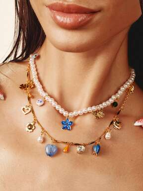 Popjeli Un conjunto de collares de varias capas elegantes, simples y de lujo ligero para vacaciones, Y2K/lindo/colorido/chic, DIY, ROSA, verano/playa/baile de graduación/fiesta/vacaciones/viajes, para mamá/mujeres/niña/madre, corazón, floral