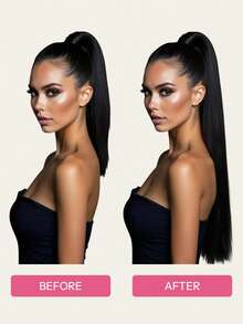 Pony Tails Real Hair Extension Jet Black Straight Ponytail Extension Human Hair Invisible Wrap Around Ponytail Human Hair For Women Daily Work - S1 - View 4
