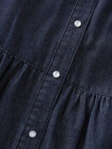 GlowEve Women's Solid Color Casual Long Sleeve Denim Dress - Blue - View 5