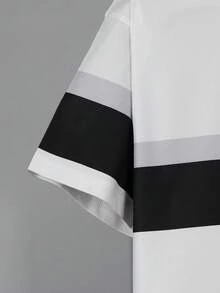 Vacaura 2件組 男士青少年灰色白色黑色紮染漸層效果短袖T恤 & 長褲，適合春季/夏季，戶外休閒，旅行 - 黑與白 - 查看 3