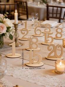 10 20 Pieces Rustic Artificial Wood Number Place Card Holders Size 1 20 Reusable Table Number Stands For Wedding Birthday Anniversary Graduation Party Home Decor Summer Gift Beach Back To School Room Decoration - one size fits all - View 2