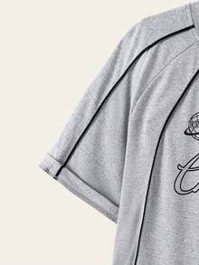 SHEIN Teen Boys Crew Neck Casual Letter Print T-Shirt And Sweatpants Set - Grey - View 4