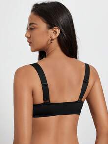 DesireSculpt Sexy Black Lace Bralette With Front Buckle, Push-Up, Anti-Sagging, And Side Boob Control, Single Pack Lingerie - Black - View 2